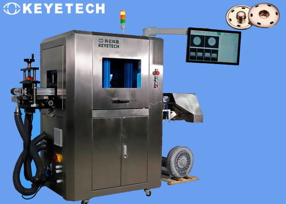 Máquina automatizada de inspeção visual para verificação de botões de roupas de vestuário