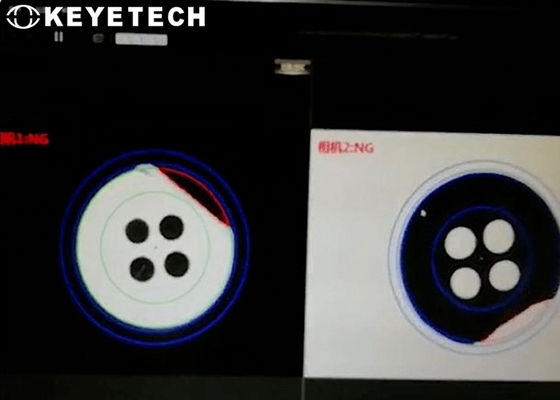 Máquina automatizada de inspeção visual para verificação de botões de roupas de vestuário
