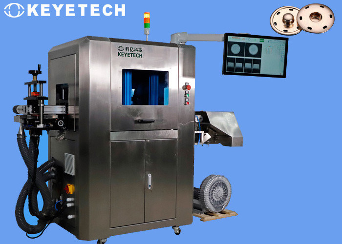 Máquina automatizada de inspeção visual para verificação de botões de roupas de vestuário